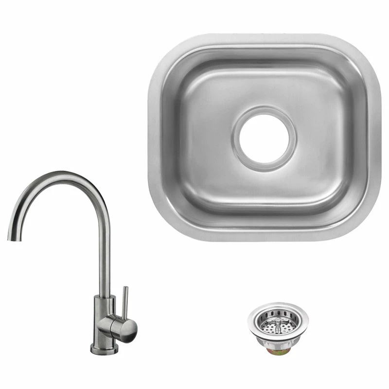 Cheap ❤️ Magnus Stainless Steel 18-Gauge Single Bowl Bar Sink With Gooseneck Kitchen Faucet 🌟