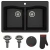 Outlet 🎉 Kraus USA, Inc. Forteza 33" Drop-In Undermount Granite Composite 50/50 Kitchen Sink, Black 🧨