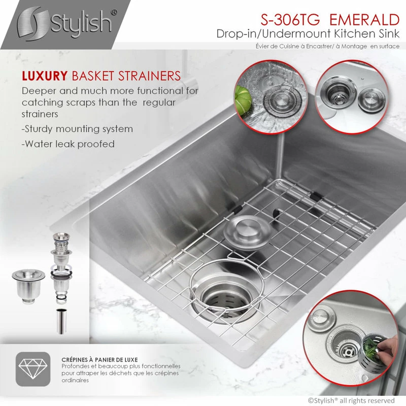 New 👏 Stylish 28"x18" Stainless Steel Single Bowl Dualmount Kitchen Sink ⌛ - Image 7