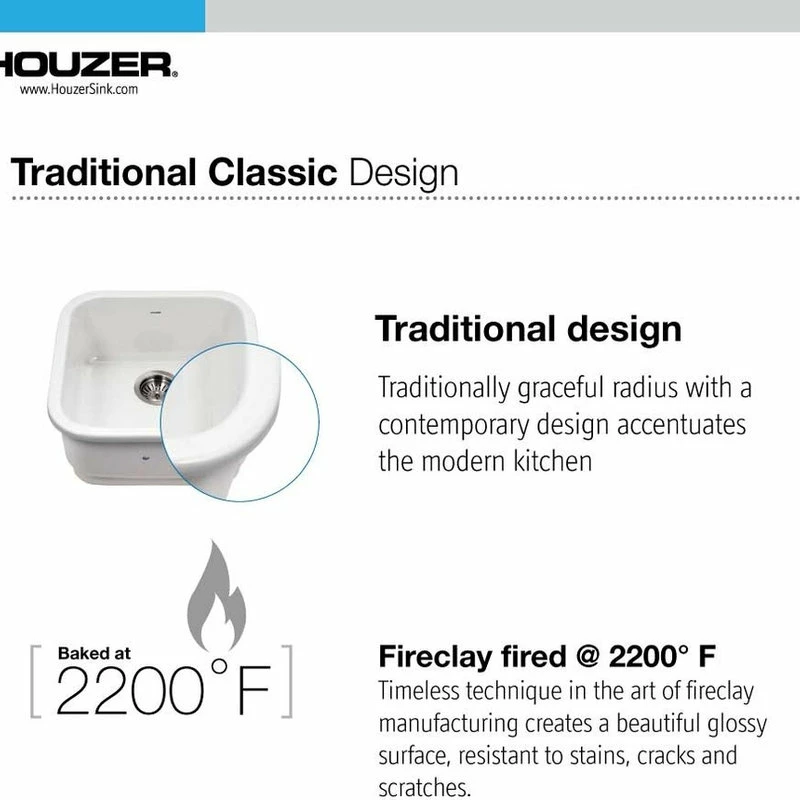 Best reviews of ⌛ Houzer Inc. Platus Fireclay Undermount 19" Square Bar Sink, White 👍 - Image 5