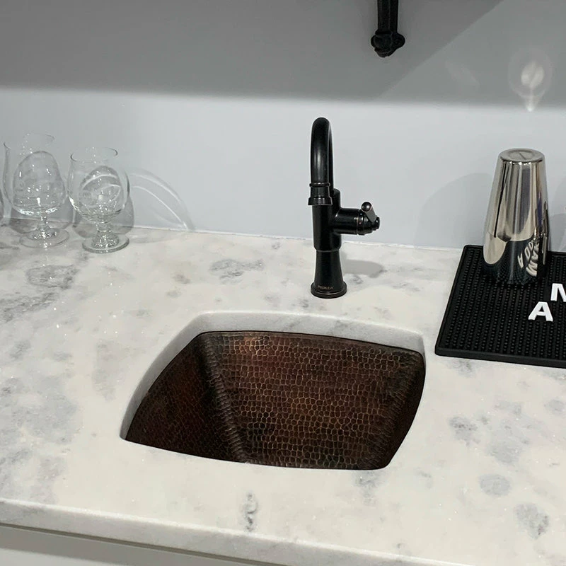 Discount ❤️ Premier Copper Products 15" Square 🔨 Hammered Copper Bar/Prep Sink With 2" Drain Size, 2" 👏 - Image 4