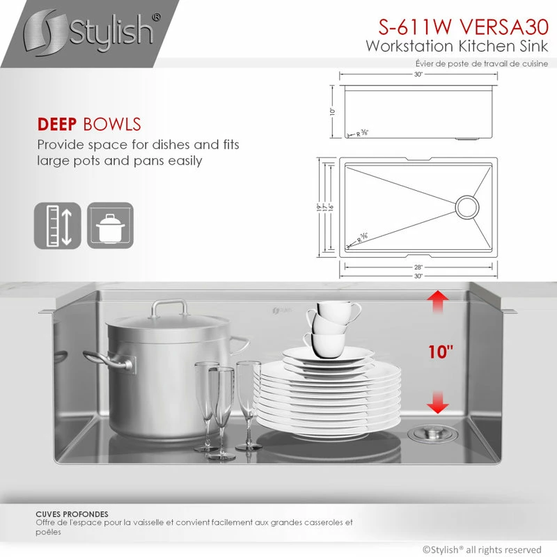 Discount 🛒 Stylish 30"L X 19"W Stainless Steel Single Basin Undermount Kitchen Sink 🥰 - Image 7