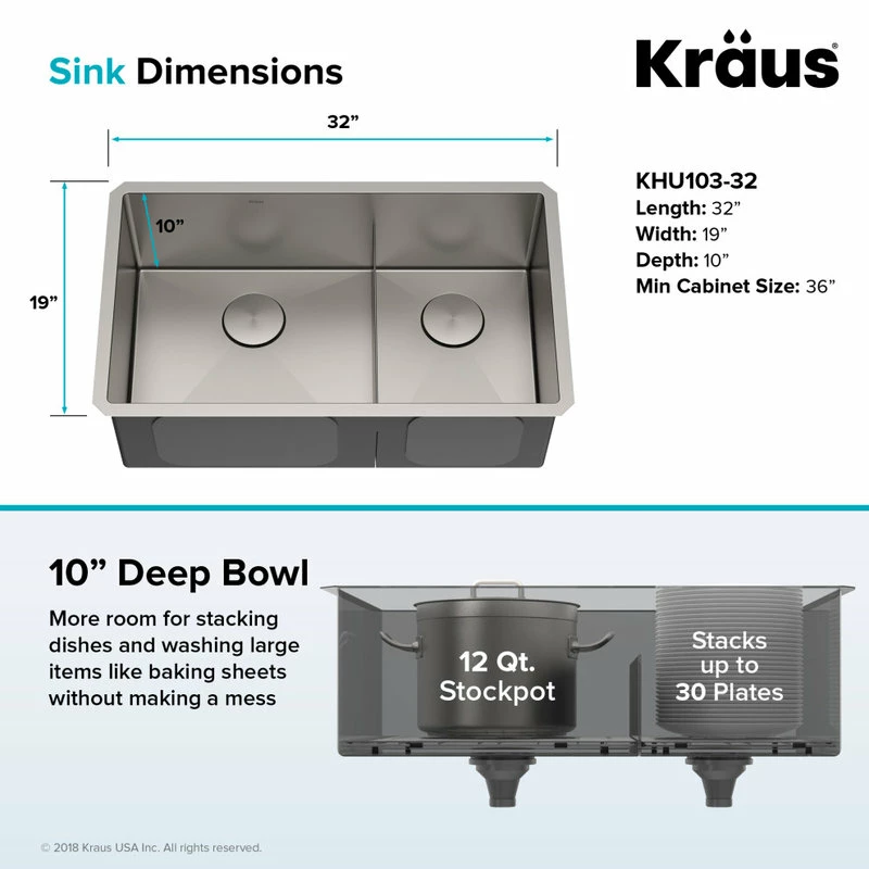 Flash Sale 🎉 Kraus USA, Inc. Standart PRO 32" Undermount Stainless Steel 2-Bowl 16 Gauge Kitchen Sink 👍 - Image 6