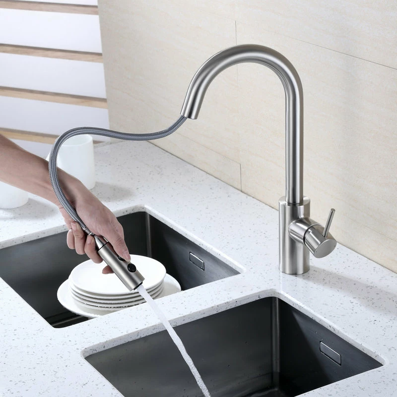Buy ๐งจ Luxier KTS21-T Single-Handle Pull-Down Sprayer Kitchen Faucet, Brushed Nickel ๐ - Image 11
