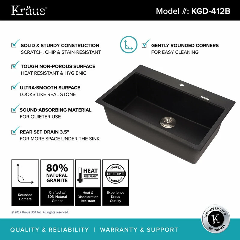 Top 10 👏 Kraus USA, Inc. Kraus KGD-412 30-3/4" Single Basin Dual Mount (Drop In Or - Black Onyx 🥰 - Image 3