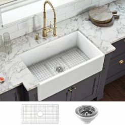 Best Pirce ๐ Ruvati 33 X 20 Inch Fireclay Reversible Farmhouse Apron-Front Sink RVL2300WH ๐