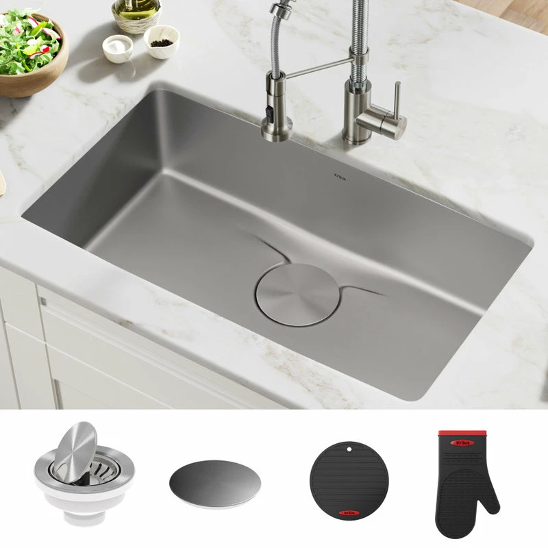 Outlet ❤️ Kraus USA, Inc. Dex 33" Undermount Stainless Steel 1-Bowl 16 Gauge Kitchen Sink 🧨 - Image 3