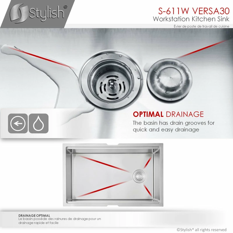 Discount 🛒 Stylish 30"L X 19"W Stainless Steel Single Basin Undermount Kitchen Sink 🥰 - Image 4