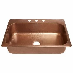Deals ๐ SINKOLOGY Angelico 33" Drop-in Copper Single Bowl Kitchen Sink, 3 Holes ๐ฏ