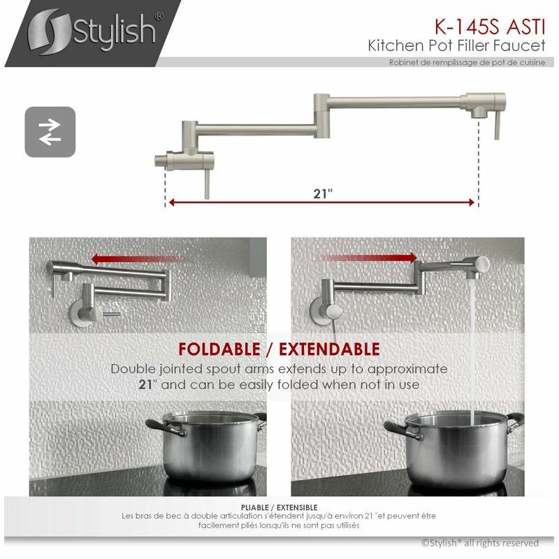 Deals ✔️ STYLISH Stainless Steel Wall Mount Pot Filler Folding Stretchable ⭐ - Image 6