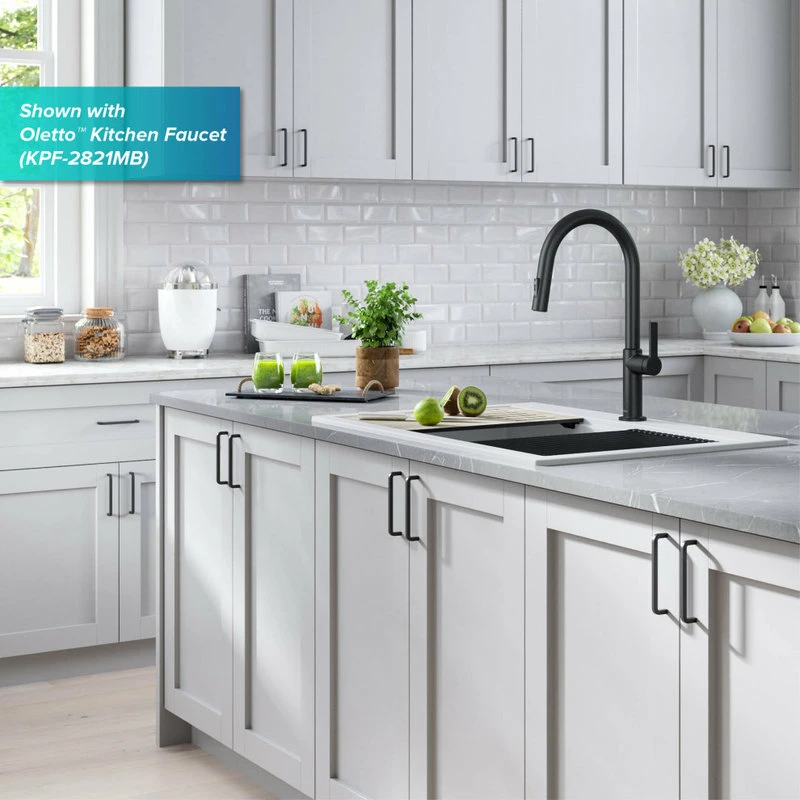 Best deal 😍 Kraus USA, Inc. KRAUS Bellucci Workstation 33" Drop-In Granite Composite Kitchen Sink, White 💯 - Image 4