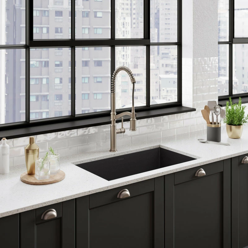 Best Sale 🛒 Kraus USA, Inc. Forteza 32" Undermount Granite Composite 1-Bowl Kitchen Sink, Black 👍 - Image 8