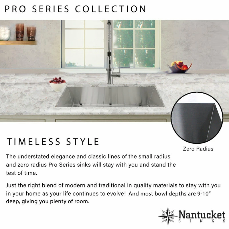 Best deal โ๏ธ Nantucket Sinks 28" Pro Series Rectangle Undermount Zero Radius Stainless Sink ๐งจ - Image 8