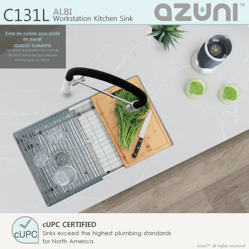 Deals 🎉 Azuni 30"L X 19"L Single Bowl Undermount 16G Reversible Workstation Kitchen Sink ⭐ - Image 7