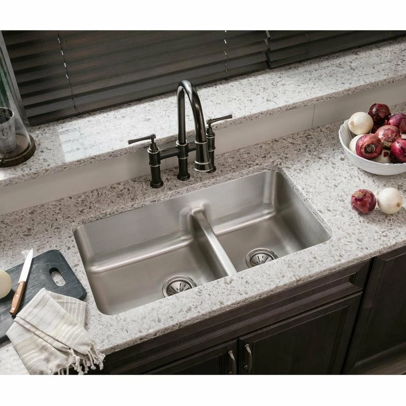 Hot Sale 👏 Elkay Lustertone Stainless Steel 2 Bowl Sink With Aqua Divide, Lustrous Satin 😉 - Image 5