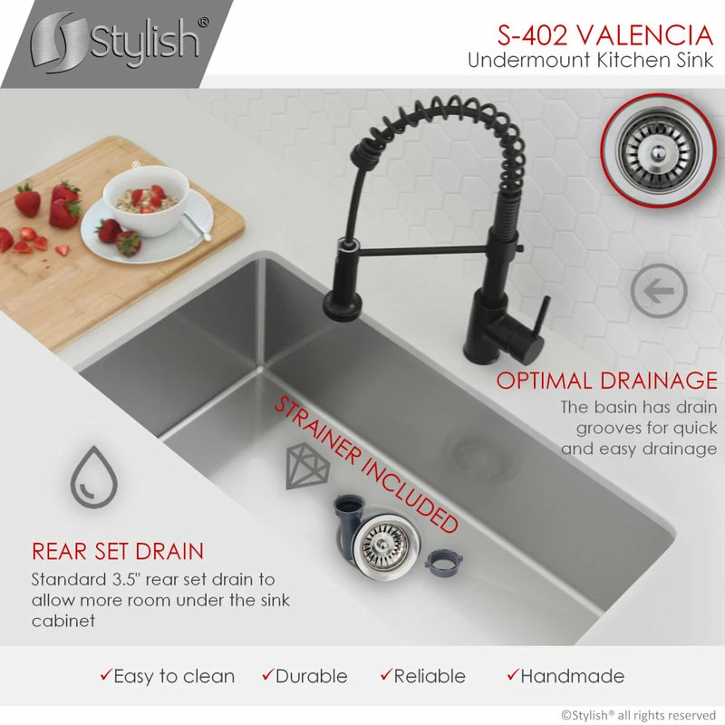 Deals ๐ฏ Stylish 31"L X 18"W Stainless Steel Single Basin Undermount Kitchen Sink With Strainer ๐ - Image 5