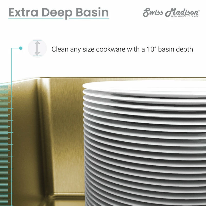 Brand new 💯 Swiss Madison Rivage 33"x20" Stainless Steel, Dual Basin, Undermount Kitchen Sink, Gold 🎁 - Image 7