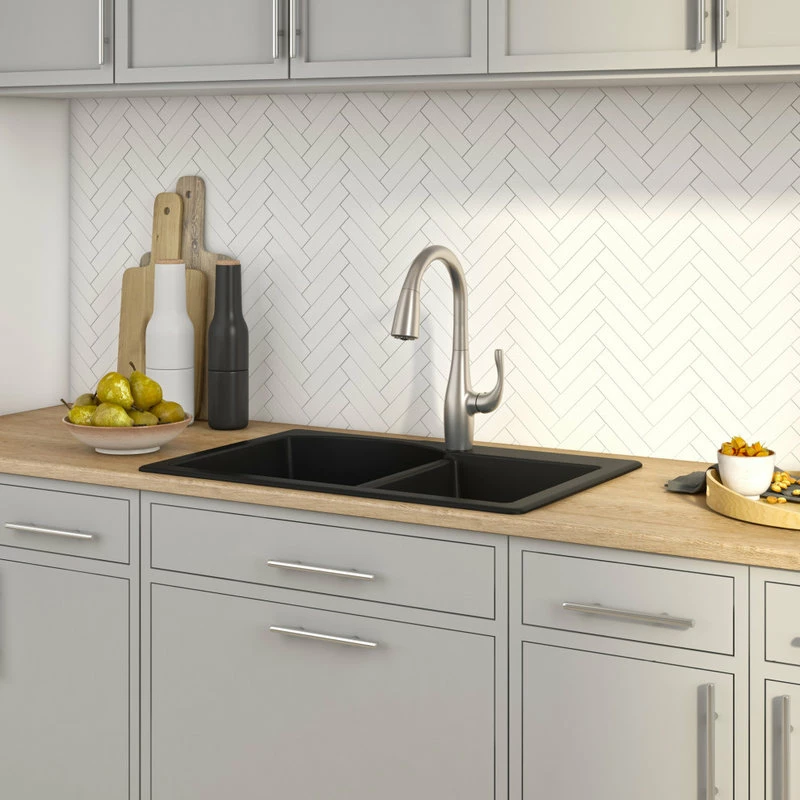 Wholesale 🥰 Kraus USA, Inc. Forteza 33" Drop-In Undermount Granite Composite 60/40 Kitchen Sink, Black 🎁 - Image 9