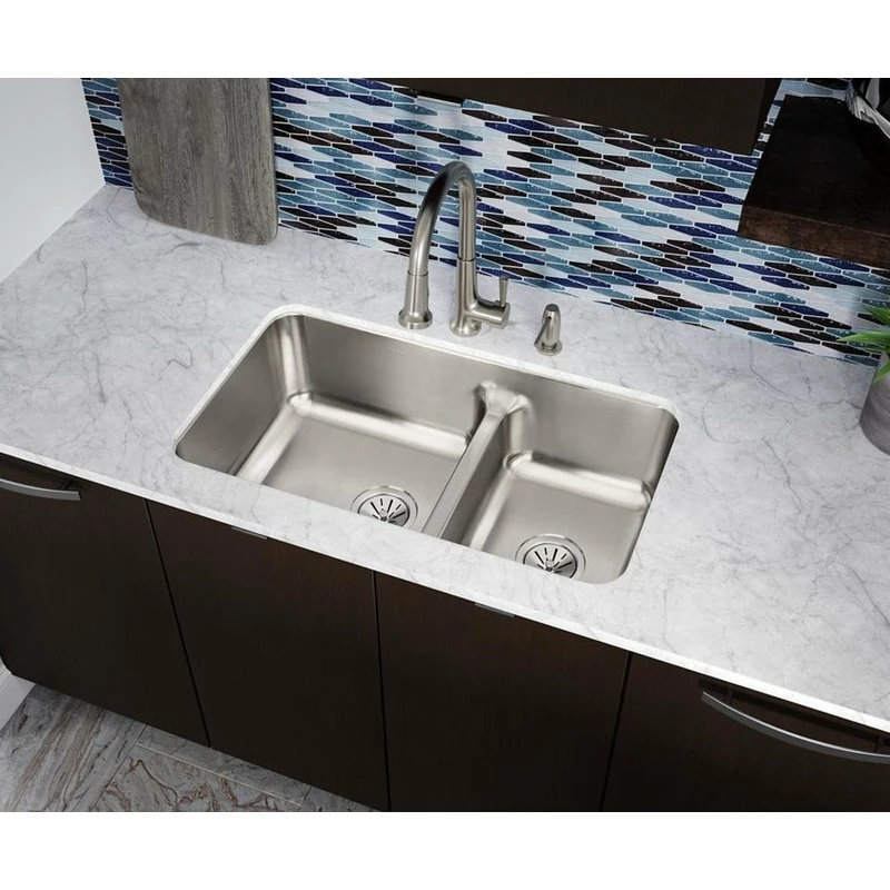 Hot Sale 👏 Elkay Lustertone Stainless Steel 2 Bowl Sink With Aqua Divide, Lustrous Satin 😉 - Image 2