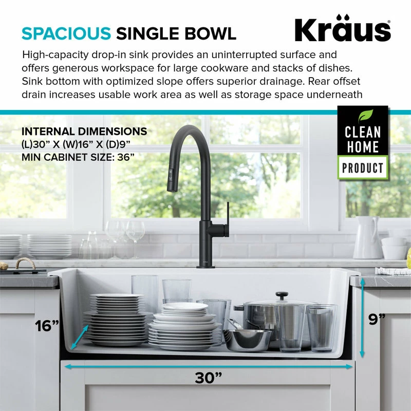 Best deal 😍 Kraus USA, Inc. KRAUS Bellucci Workstation 33" Drop-In Granite Composite Kitchen Sink, White 💯 - Image 10