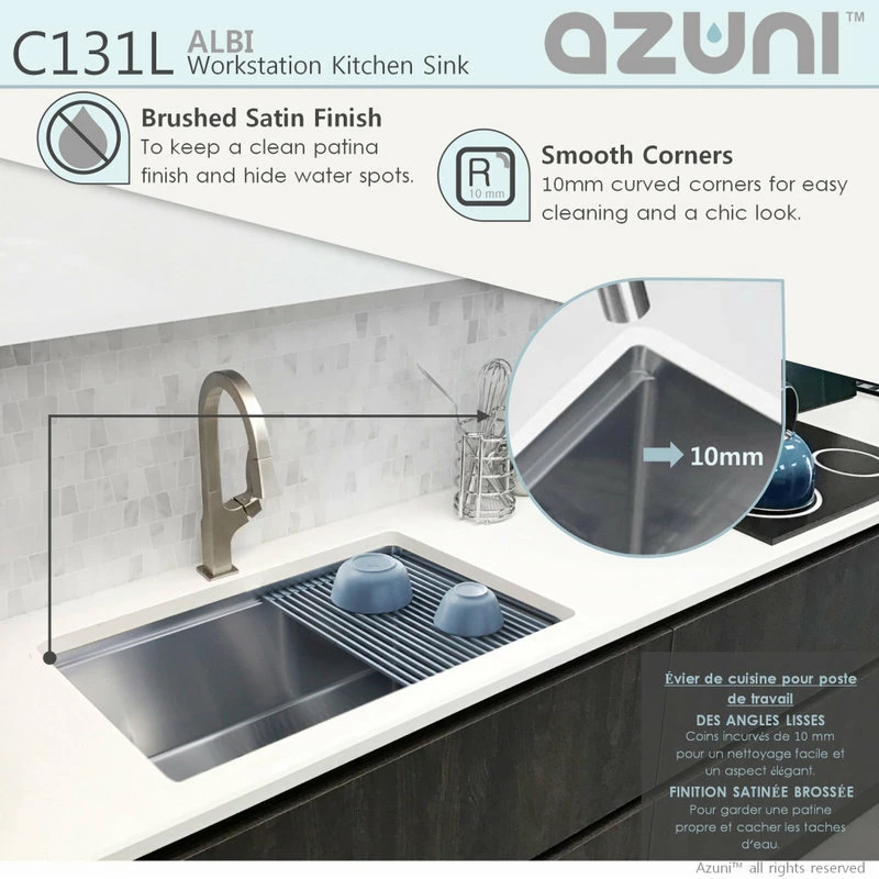 Deals 🎉 Azuni 30"L X 19"L Single Bowl Undermount 16G Reversible Workstation Kitchen Sink ⭐ - Image 5