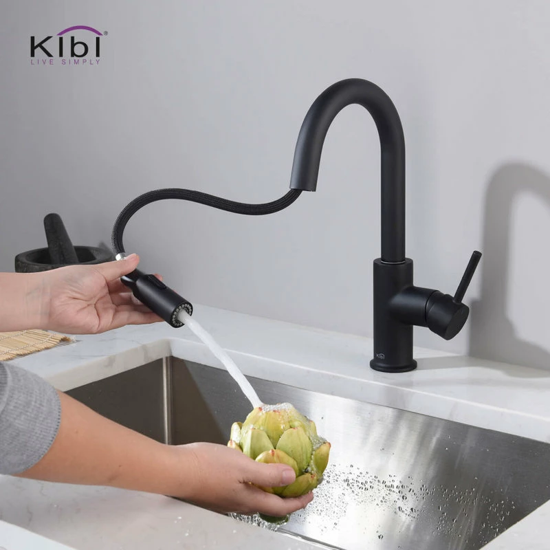 New 🛒 Kibi USA Luxe Single Handle Pull Down Kitchen & Bar Faucet, Matte Black 🛒 - Image 4