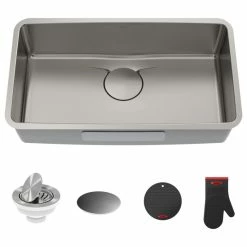 Outlet ❤️ Kraus USA, Inc. Dex 33" Undermount Stainless Steel 1-Bowl 16 Gauge Kitchen Sink 🧨