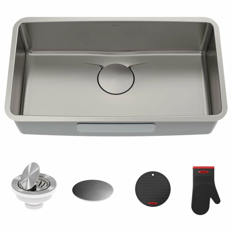 Outlet ❤️ Kraus USA, Inc. Dex 33" Undermount Stainless Steel 1-Bowl 16 Gauge Kitchen Sink 🧨