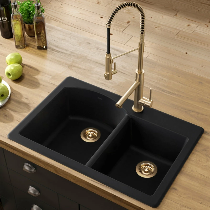 Wholesale 🥰 Kraus USA, Inc. Forteza 33" Drop-In Undermount Granite Composite 60/40 Kitchen Sink, Black 🎁 - Image 3