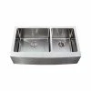 Best Pirce 🤩 Emoderndecor 36" Stainless Steel Curved Front Farm Apron 60/40 Double Bowl Kitchen Sink 😀