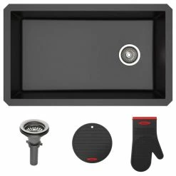 Best Sale 🛒 Kraus USA, Inc. Forteza 32" Undermount Granite Composite 1-Bowl Kitchen Sink, Black 👍