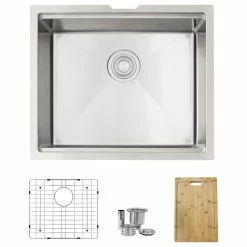 Coupon 🤩 Stylish 22 Inch Workstation Single Bowl Undermount 16 Gauge Stainless Steel Kitchen Sink 😉