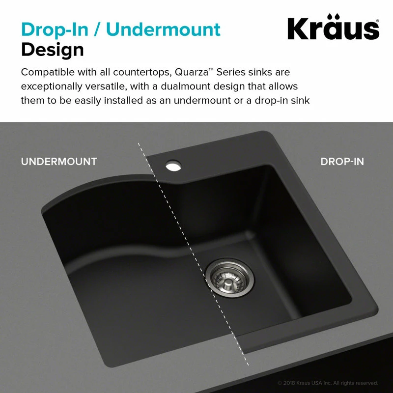 Cheap 😍 Kraus USA, Inc. Quarza 25" Drop-In Undermount Granite Composite 1-Bowl Kitchen Sink, Grey 😉 - Image 5