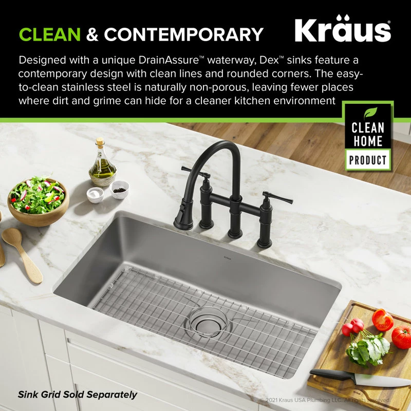 Outlet ❤️ Kraus USA, Inc. Dex 33" Undermount Stainless Steel 1-Bowl 16 Gauge Kitchen Sink 🧨 - Image 5