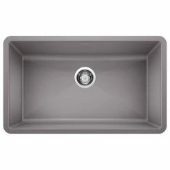 Hot Sale 👏 Blanco 440148 18.8"x32" Granite Single Undermount Kitchen Sink, Metallic Gray 🧨