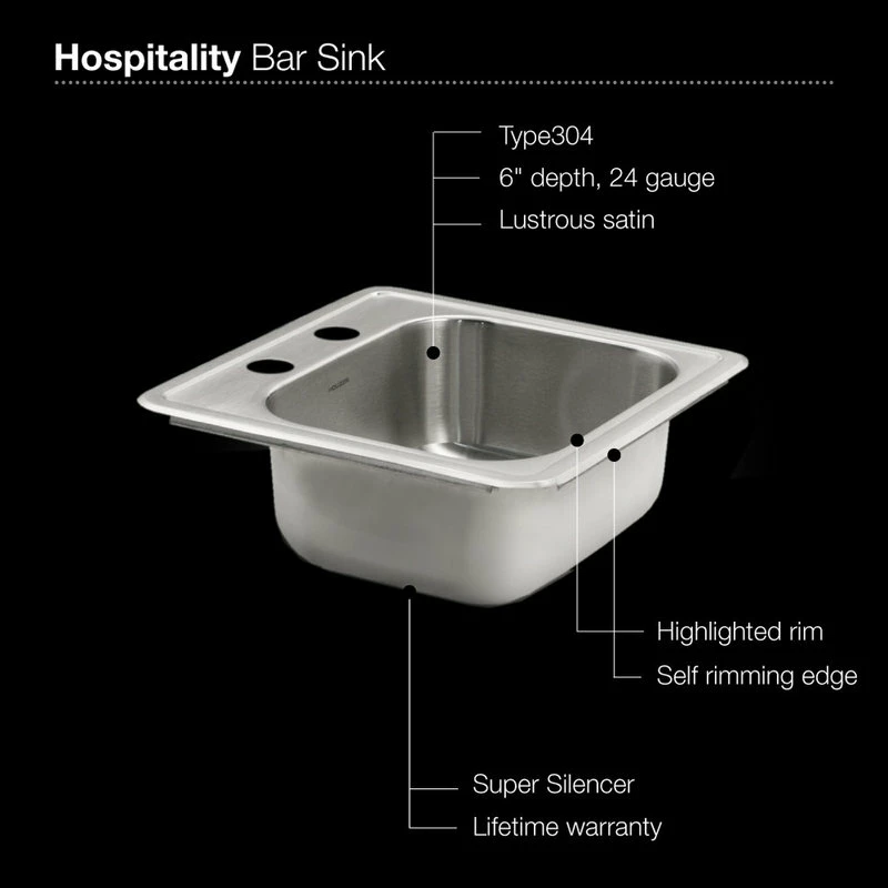 Wholesale 🎉 Houzer Inc. Houzer 1515-6BS Hospitality Bar Sink 😀 - Image 3