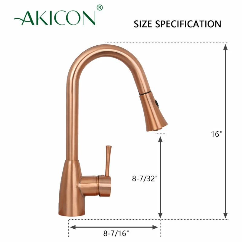 Budget โ Akicon Copper Pull Down Kitchen Faucet, Single Level Solid Brass Kitchen Sink Faucets โจ - Image 7