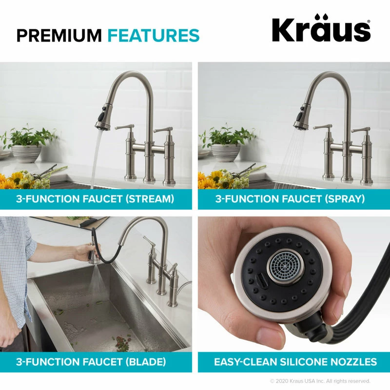 Wholesale 🎉 Kraus USA, Inc. Allyn Traditional 3-Function Bridge Pull-Down Kitchen Faucet Matte Black 😍 - Image 8