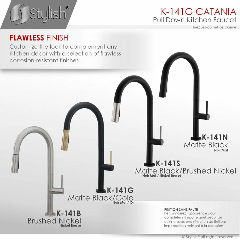 Discount 😀 Stylish Single Handle Pull Down Sprayer Kitchen Faucet In Matte Black/Gold Finish 🎁 - Image 10