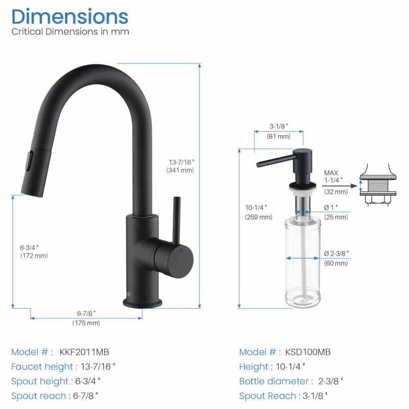 New 🛒 Kibi USA Luxe Single Handle Pull Down Kitchen & Bar Faucet, Matte Black 🛒 - Image 8