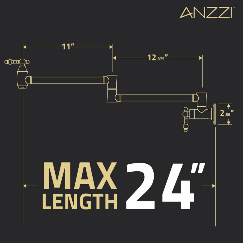 Brand new 😉 ANZZI 24" Wall Mounted Pot Filler With Dual Swivel, Matte Black And Brushed Gold 😍 - Image 8