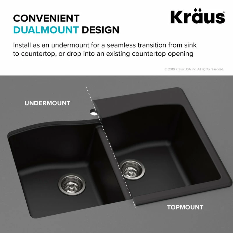Wholesale 🥰 Kraus USA, Inc. Forteza 33" Drop-In Undermount Granite Composite 60/40 Kitchen Sink, Black 🎁 - Image 7