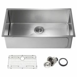 New 👍 Kibi USA KIBI Handcrafted Undermount Single Bowl 16 Gauge Stainless Steel Kitchen Sink, 3 ✨
