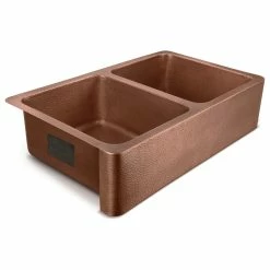 Outlet โค๏ธ SINKOLOGY Adams 36" Farmhouse Copper Double Bowl Kitchen Sink ๐