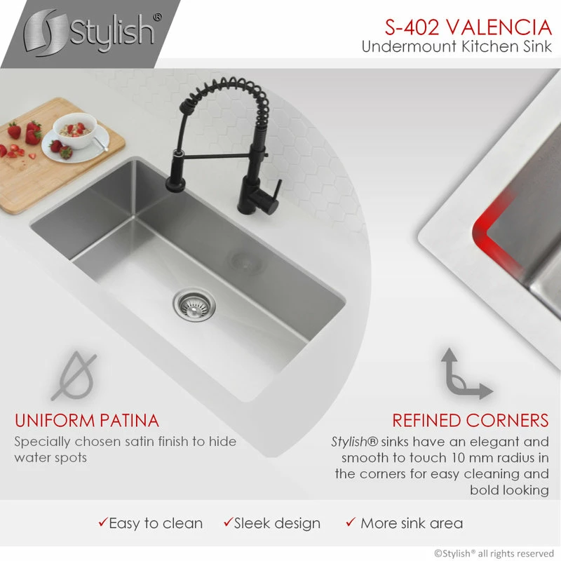 Deals ๐ฏ Stylish 31"L X 18"W Stainless Steel Single Basin Undermount Kitchen Sink With Strainer ๐ - Image 4