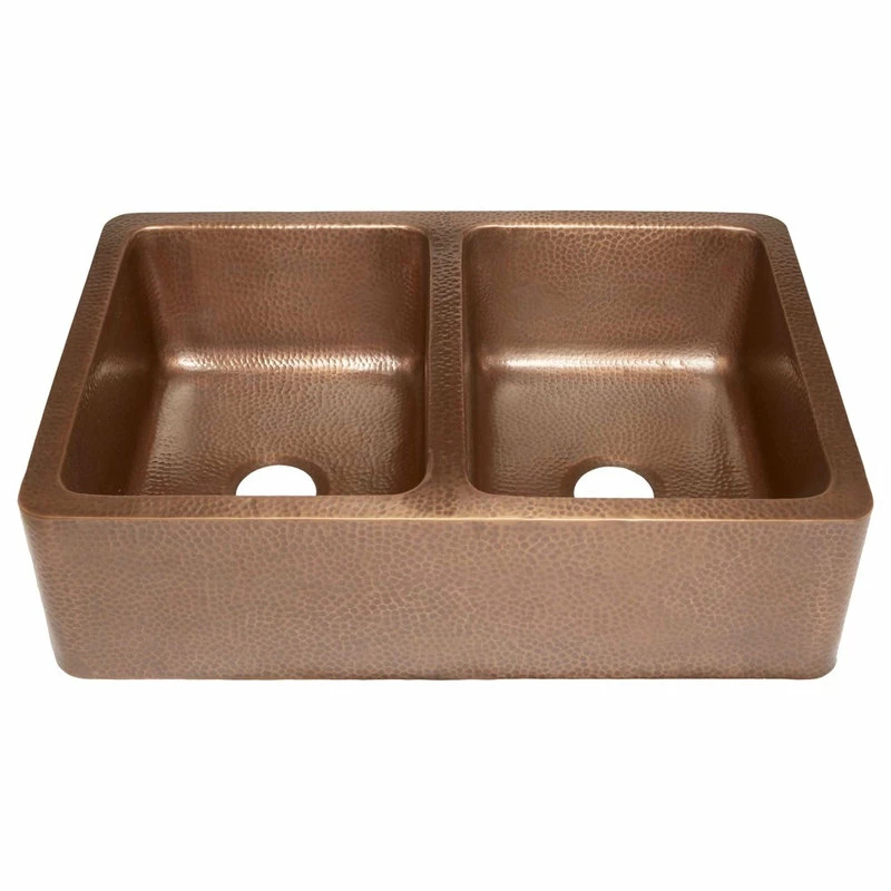 Discount π SINKOLOGY Adams 33" Farmhouse Copper Double Bowl Kitchen Sink π - Image 3