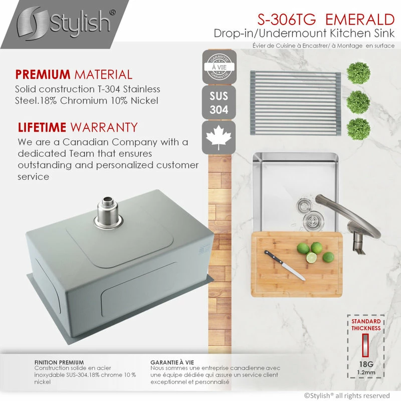 New 👏 Stylish 28"x18" Stainless Steel Single Bowl Dualmount Kitchen Sink ⌛ - Image 10