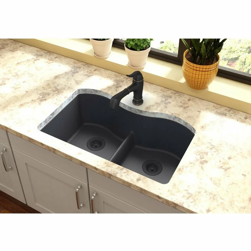 Best Sale π₯ Elkay Quartz Equal Double Bowl Undermount Sink With Aqua Divide, Dusk Gray βοΈ - Image 2