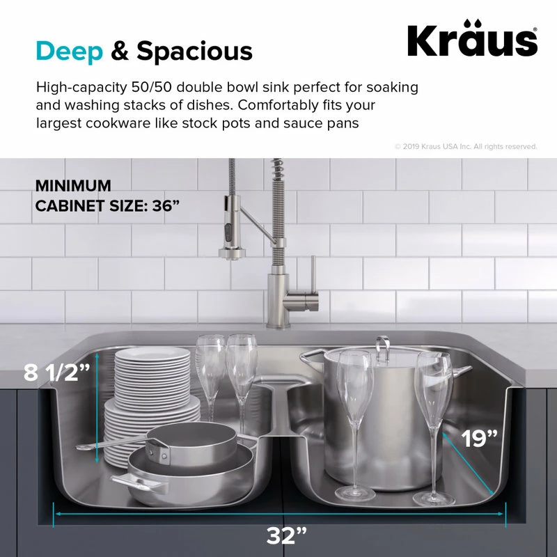 Best reviews of ⌛ Kraus USA, Inc. Premier 32" Undermount Stainless Steel 2-Bowl 16 Gauge Kitchen Sink 50/50 Split ✔️ - Image 5