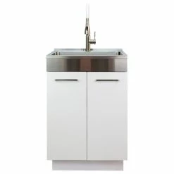 Best Sale 😍 Transolid 24-in All-in-One Laundry Cabinet With Sink And Faucet In White, Laundr 🔔